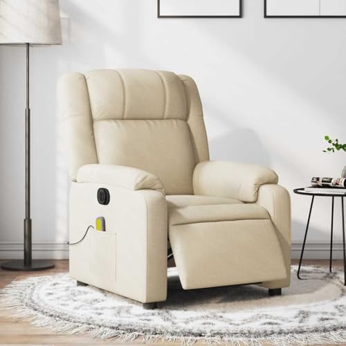 AMBERARD Electric Massage Recliner Chair Cream Fabric,Combine The Convenience of