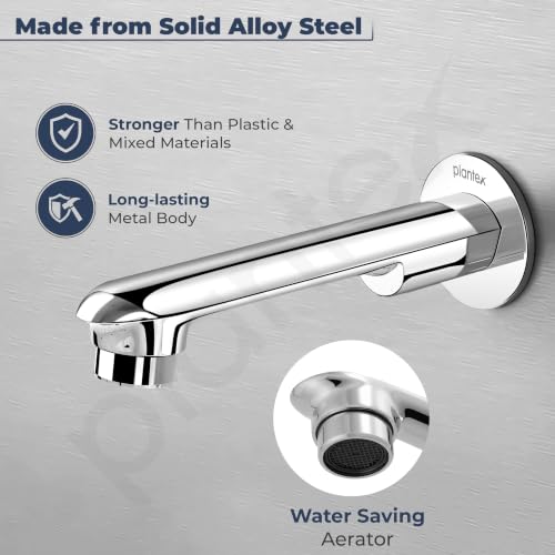 Image of Plantex Bath Tub Spout with Wall Flange /Single Lever Spout /High Flow Tap for Bathroom /Kitchen - (Chrome)