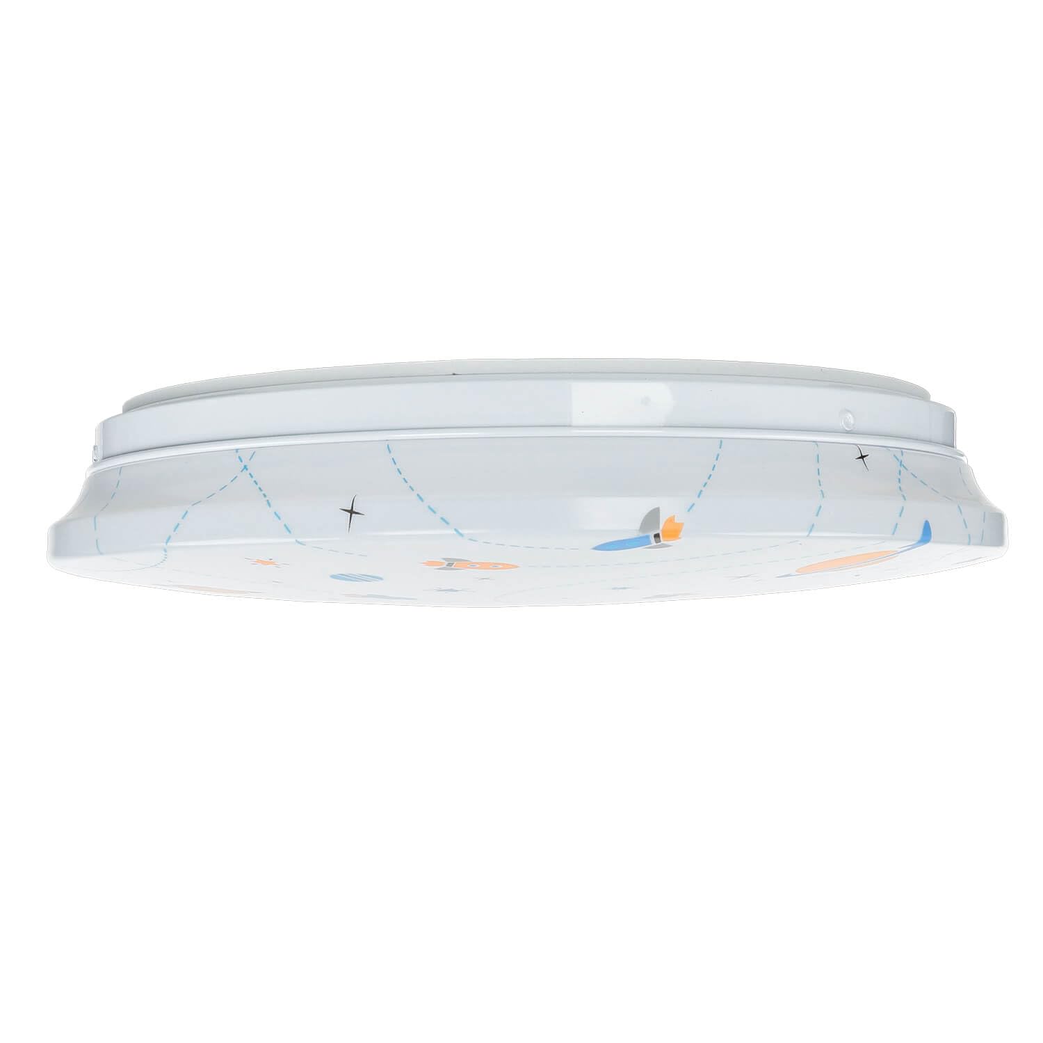 Licht-Erlebnisse LED Kinderzimmerlampe Decke IP44 D: 33,5 cm rund Weiß Bunt 4000 K 1300 lm Weltall Deckenleuchte Kinderzimmer