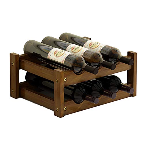 Soporte apilable para botellas de vino de bambú natural miniatura 1