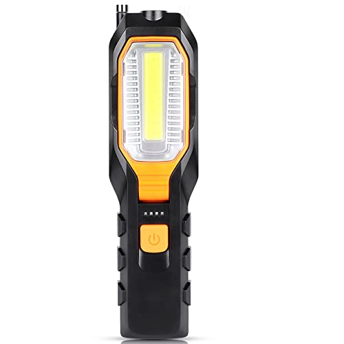 Lampada di ispezione a LED, ricaricabile tramite USB, luce da lavoro COB, torcia portatile portatile con batteria da 2800 mAh, rotazione di 90°, luce da campeggio con magnete e gancio, per meccanici,