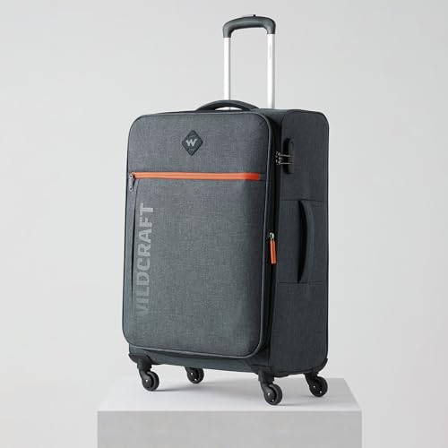 Image of Wildcraft Unisex Fabric Dalis WC 13221 Hybrid Double Spinner Suitcase Travel Bag, Dk Grey, Cabin, 59 Cm