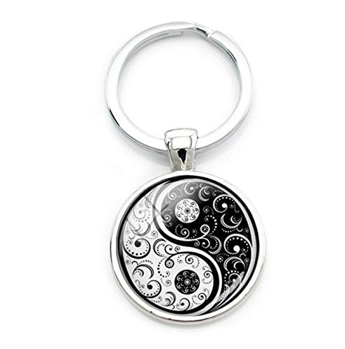 Fancychain - Llavero de Acero Inoxidable con Buda de Yin y Yang, diseño Retro