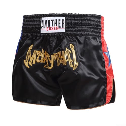 Pantaloncini da boxe, unisex, per MMA, Muay Thai, allenamento fitness per adulti, per MMA, Muay Thai e allenamento generale, Nero , L