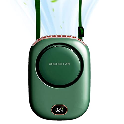 Image of AOCOOLFAN Portable Neck Fan, Mini Small Personal Handheld Fan USB Rechargeable 3 Speed for Girls Boys Woman Eyelash Travel Home Office Outdoor (Green)