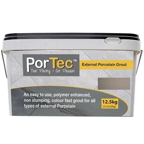 PorTec External Porcelain Grout - Dove - 12.5kg Also Suitable For Internal Porcelain - Non-Slumping - Frost Resistant - Easy to clean & use