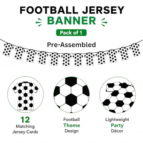 Image of Wanna Party 2026 World Cup Football Theme Jersey Shaped Paper Bunting Banner 10FT, Soccer Print Garland for Match Day Party, Sports Birthday Decoration, Fan Celebration & Football Party Supplies