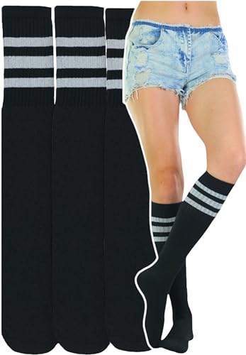 Image of ToBeInStyle Unisex Knee High Cotton Tube Athletic Thick Socks w /Stripe Top