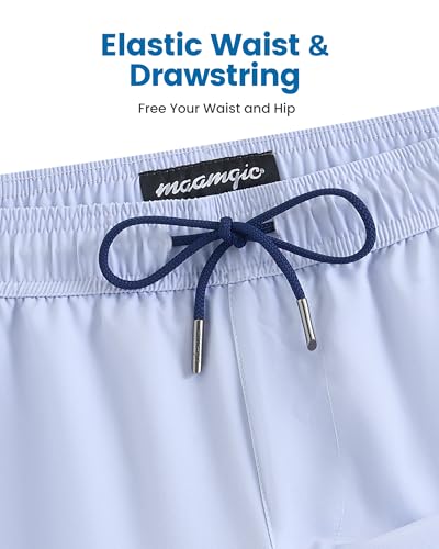 Image of maamgic Mens Swim Trunks with Compression Liner 5 Inch, Quick Dry Bathing Suit with Zipper Pockets, No-Chafing Swim Shorts