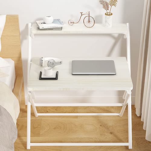 Table informatique pliable avec étagère intégrée et plateau de 80 cm