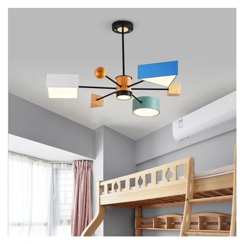 Lámpara Colgante LED de Madera con Forma de macarrón para Dormitorio Infantil, lámpara de araña para Sala de Estar y Estudio.