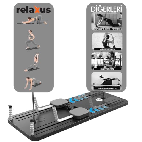 Çok Fonksiyonlu Egzersiz Aleti, Pilates Reformer, Direnç Bantlı, Ev Tipi Istasyon Tahtası, Zamanlayıcılı, Çorap Hediyeli, Siyah