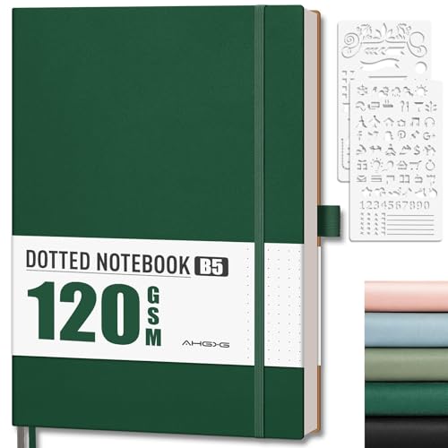 Bullet Journal B5 AHGXG carnet à points avec papier épais 120g et couverture souple en cuir