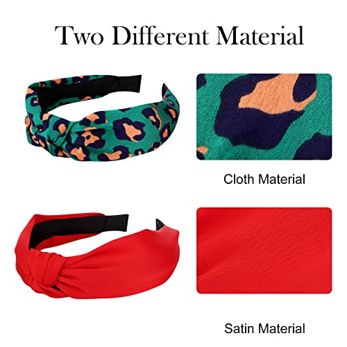 Yariew Headbands For Women, 6 Pack Knotted Headband Head Bands Top Knot Turban Leopard Headband Womens Girls Headbands Fashion Satin Wide Thick Headbands Hair Accessories For Women #TOP2