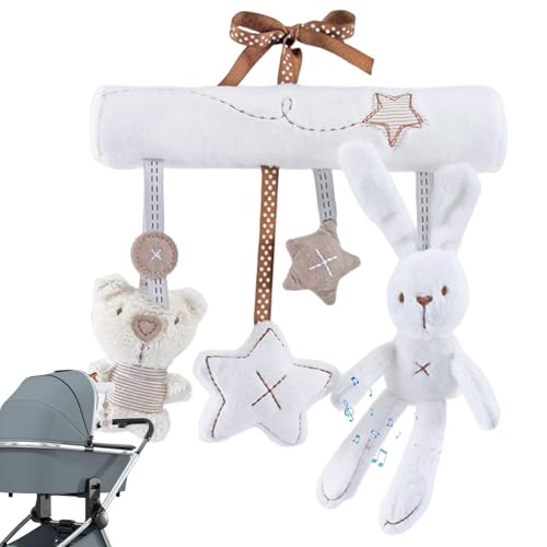 Juguete calmante para silla de bebé, juguete de campana para cuna, de animal, muñeco de conejo calmante, juguete de viaje para carrito de viaje, accesorio para cuna de 0 a 3 años para ramas