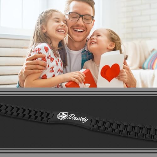Gifts for Dad, Dad Birthday Gift, Dad Gifts from Daughter 5 Pieces -Black Bracelets for Men, Money Clip, Pocket Hug, Gift Cards, Gift Box, Best Dad Gifts, Gifts for Dad from Son(style 0)4