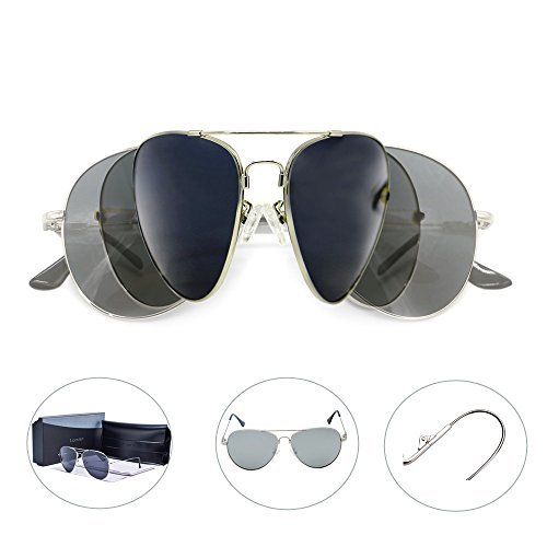 Sunglasses for Men and Women with Aviator Polarized Mirrored Lens Mental Frame Oversize UV Protection