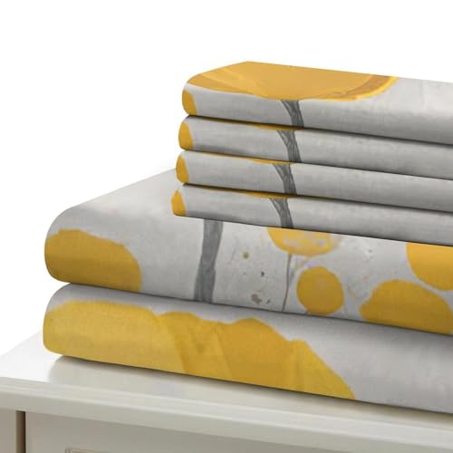Housse de couette hypoallergique pavot jaune pour lit simple - 7