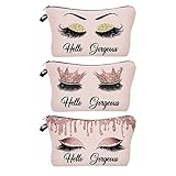 Hello Gorgeous Makeup Bag for Purse Eyelash Pink Cosmetic Bags for Women Inspirational Gift Small Fu