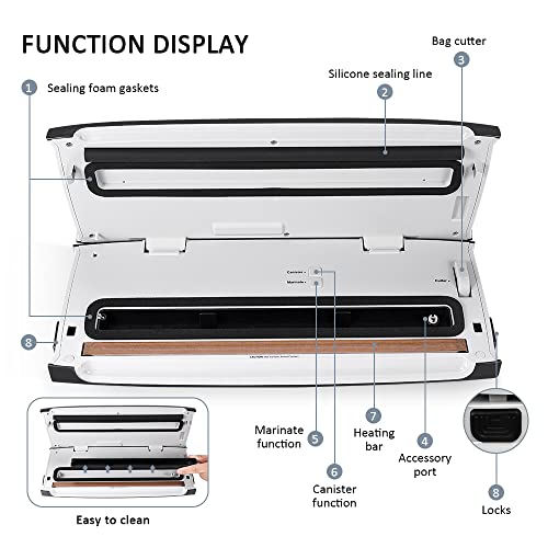 Vacuum Sealer Machine, Full Automatic Food Sealer (80Kpa), With Vacuum Sealers Bags For Food Air Sealing System For Food Sealer Dry, Moist Food Preservation Modes #TOP6