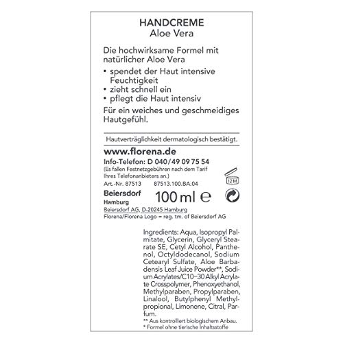 Florena Handcreme Bio-Aloe Vera, 1er Pack (1 x 100 ml) – Bild 3