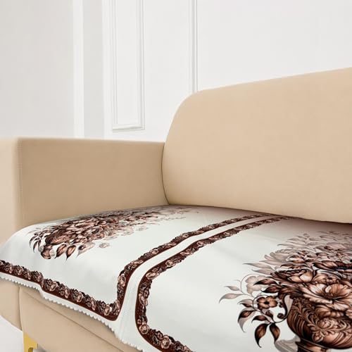 Image of Homerz Premium 'Luxe Series' Holland Velvet Sofa Cover | Smooth Finish | Anti-Skid Fleece Backing | Soft Touch Couch Protector for Living Room (Rust, 2 Seater, Only Seat Cover)