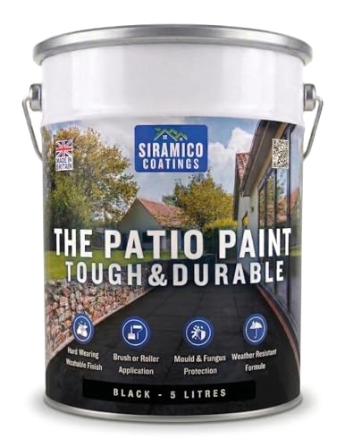SIRAMICO COATINGS The Patio Paint | 5 Litre - Black | Superior Patio Paint with Professional Finish for Use on Patios, Walkways, Walls | Non-Toxic, UV Resistant with Easy Application