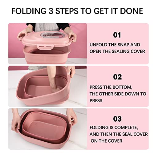 Sut 20 To 50 Lbs Pink Food Storage Container, Large Sealed Grain Container Storage With Airtight Locking Lid And Rolling Wheels, Leakproof Sealable Collapsible Large Rice Food Storage Container #TOP1