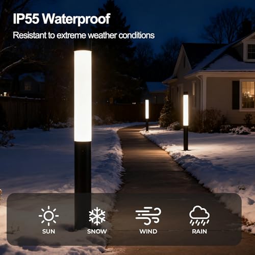 SkyGlow 71" Lamp Post Light, 12V/120V Aluminum LED IP55 Waterproof Outdoor Landscape Bollard Lights Modern Curb Appeal for Garden Lawn Pathway Path Patio Courtyard Driveway Decoration by SkyGlow - Used condition - Image 2