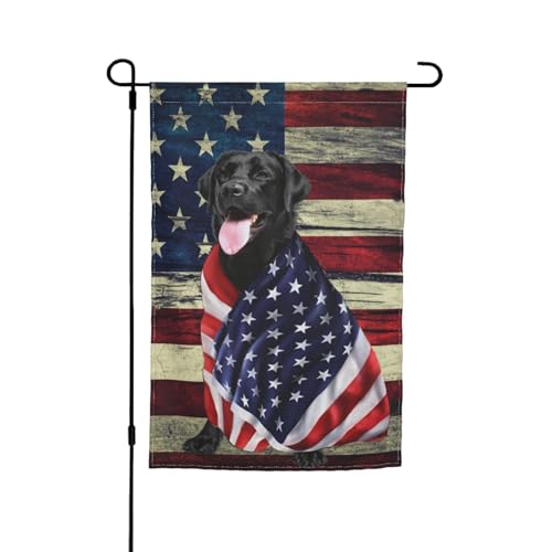 Patriotic Black Labrador Lab Dog Retriever American Flag July Of 4th Garden Flag 12x18 Inch Double Sided Vertical Decoration Yard Small Flag For Outside Holiday Seasonal Outdoor