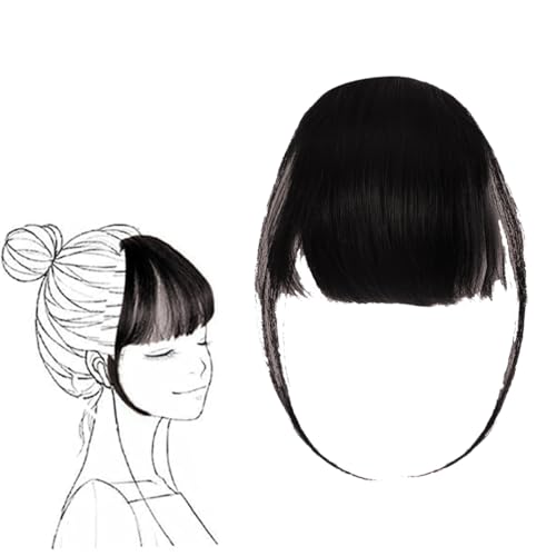 Image of Temperia Front Bangs Hair Extensions for Women & Girls - Fake Fringes Clip on Bangs - Front Hair Patch Accessories - Black - 1 pcs