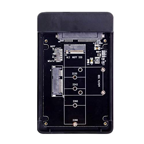 Xiwai Caja convertidora combinada M.2 NGFF B-Key y mSATA SSD a USB Tipo-C con Interruptor Negro Unidad de Disco óptico