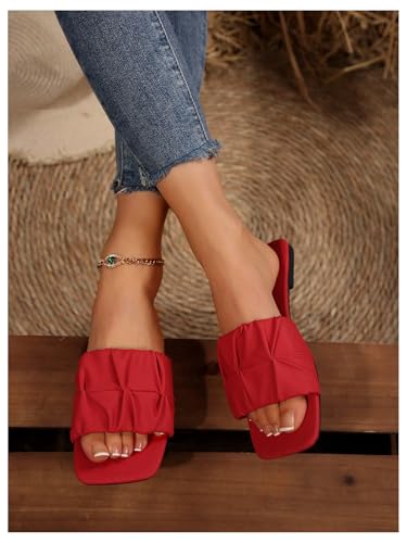 Image of GORGLITTER Women's Summer Cute Flat Sandals Dress Slide Sandals Square Toe Wedding Shoes Vacation Trendy Sandals 2026