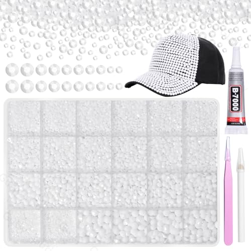 21000Pcs White Rhinestones for Bedazzling Kit Mix Sizes Jelly Bedazzling Resin Gems White Gems Bedazzling for Crafting Flatback Resin Rhinestones for Craft DIY Face Makeup