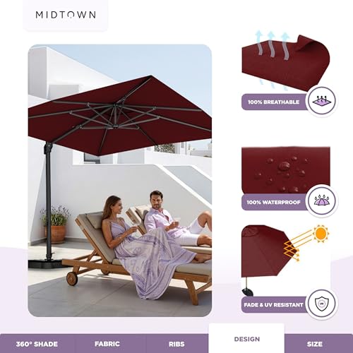 Image of Midtown Umbrellas Grande Square - 9 x 9 Ft Cantilever Umbrella