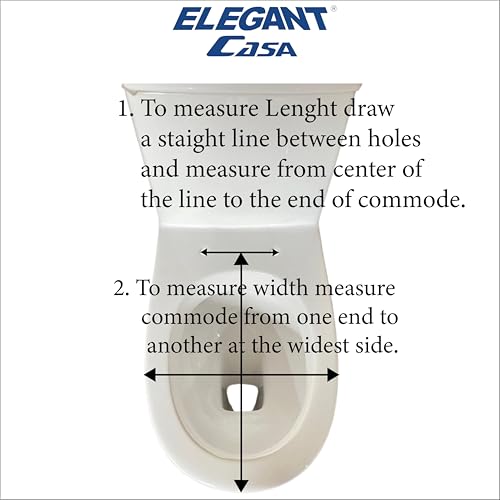 Image of Elegant Casa A-11 Toilet Seat Cover D Shape Commode Cover Easy Installation Stable Hinges Prevent Shifting Soft-Closing Colour Ivory Off-White Sleek Design Size 43x35 Hole Distance 13-18 Cm