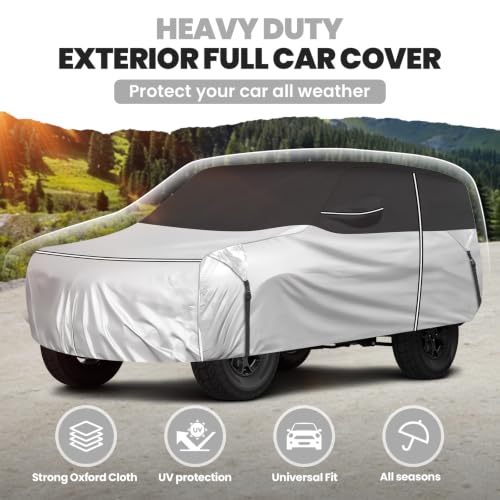 Image of Cartist 420D Car Cover for Wrangler 2 Door 1987-2027 JK JL CJ YJ TJ, All Weather Car Cover for Wrangler Accessories, Full Exterior Cover Rain Waterproof Protector with Zipper & Cotton Lining
