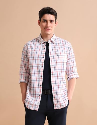 Image of U.S. POLO ASSN. Checked Regular Fit Cotton Shirts for Men - 100% Cotton, Full Sleeve Mens Casual Shirts