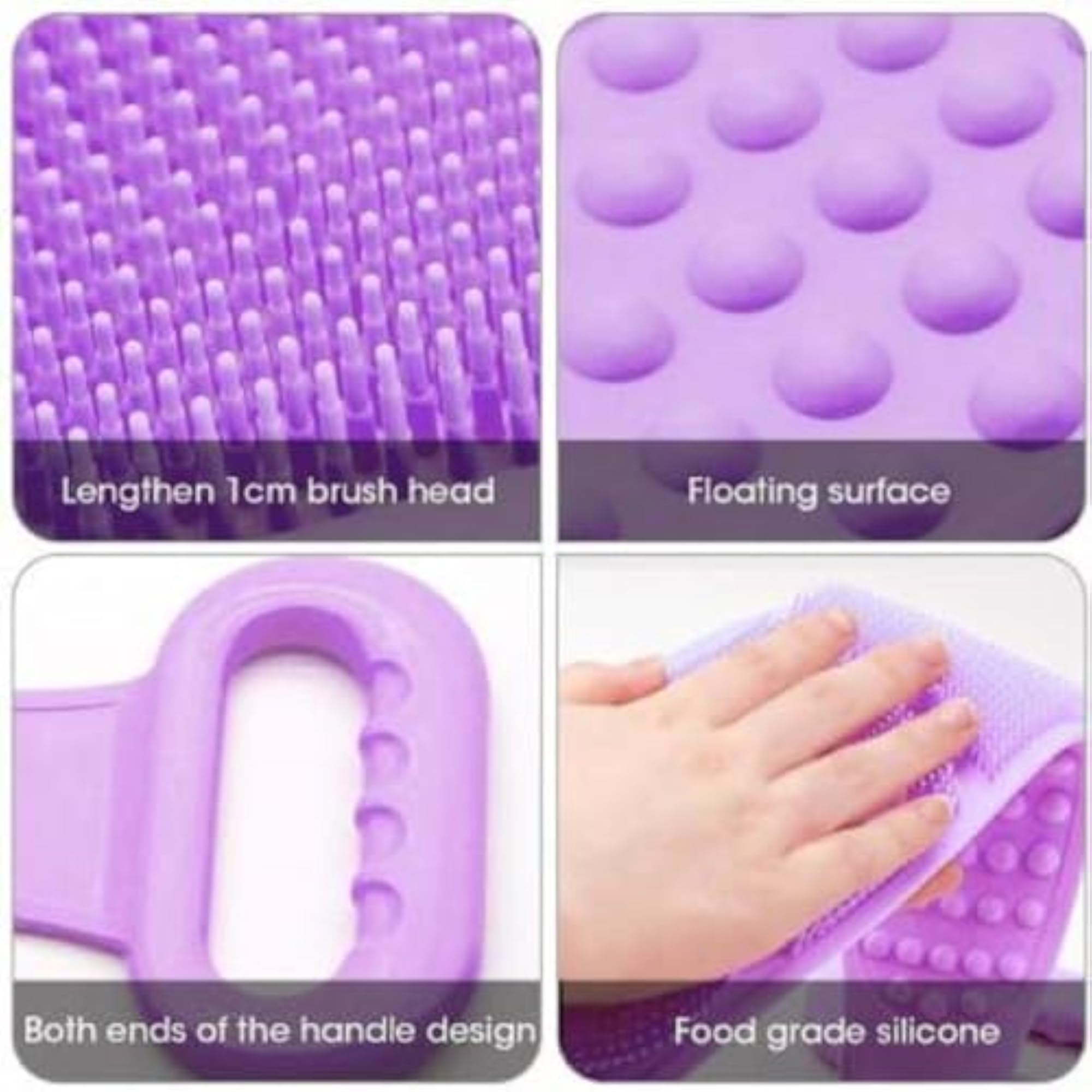 Silicone Loofah Bath Body Brush, Exfoliating Long Body Back Scrubber