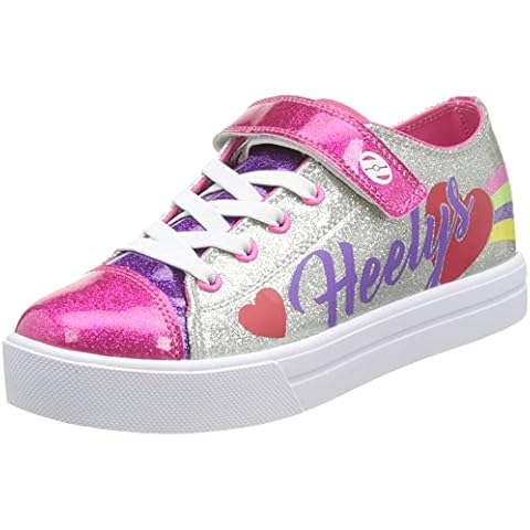 Heelys Girl's Wheeled Heel Shoe, Silver Rainbow Heart Cover