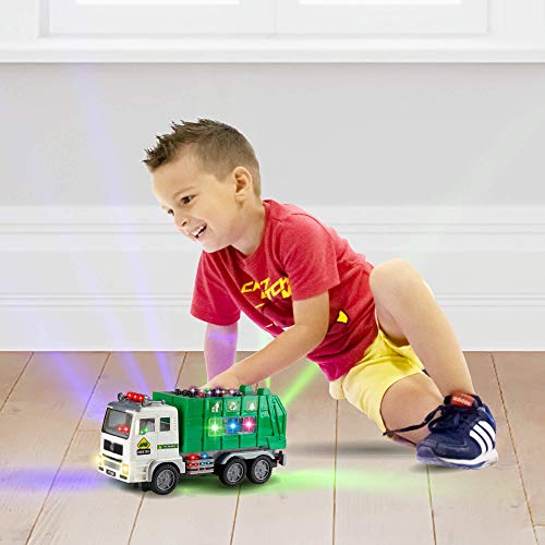 Toy Garbage Truck for Kids with 4D Lights and Sounds - Battery Operated Automatic Bump