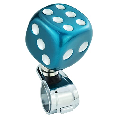 Temzzer Dice Shape Steering Wheel Assist Knob Resin Car Turning Wheel Suicide Spinner for Most Manual Automotive Vehicles (Metallic Blue)
