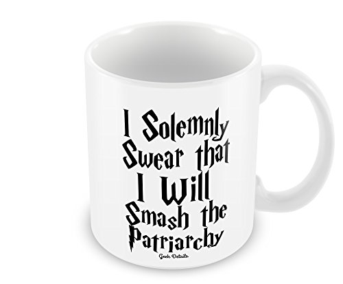 Geek Details I Solemnly Swear That I Will Smash The Patriarchy Coffee Mug, 11 Oz, White