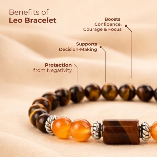Image of सिंह (Leo) Rashi Bracelet | Certificate of Authenticity, Enhances Sun Energy for Confidence, Leadership & Inner Strength