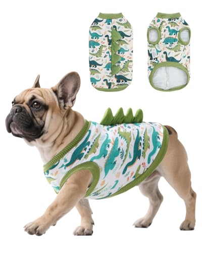 CuteBone Dinosaur Costume Dog Shirt Stretchy Velvet T-Shirt Clothes for Small Dogs Soft & Breathable Pet Tee Outfit Cat Apparel for Daily Wear Cozy Pullover Design Puppy Fashion COSBX03S
