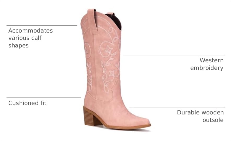Image of Cowboy Boots for Women, Pointed Toe Chunky Heel | All-day walking comfort design, versatile for daily outfits, country music festivals and western style occasions