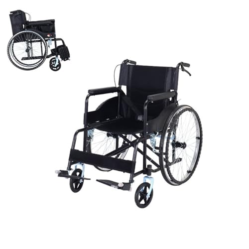 折りたたみ式スポーツ用車椅子、軽量折りたたみ式自走式車椅子、ハンドブレーキ付き軽量車椅子、屋外、自宅、旅行用(Black)