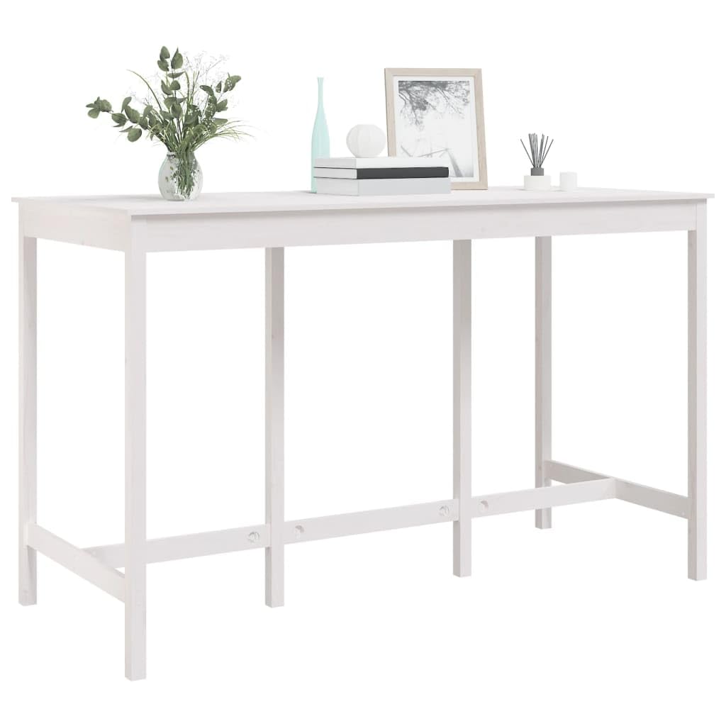 Tavolo da Bar Bianco 180x80x110 cm in Legno Massello di Pino | Mobile alto per cucina e soggiorno in legno naturale, ideale per aperitivi in famiglia e momenti conviviali.