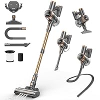 NuYupo Cordless Vacuum Cleaner, 10-in-1 Lightweight Stick Vacuum with 45mins Runtime, Powerful Suction, LED Touch Screen, Rechargeable Vacuum Cleaners for Home Hardwood Floor Carpet Pet Hair (Gold)