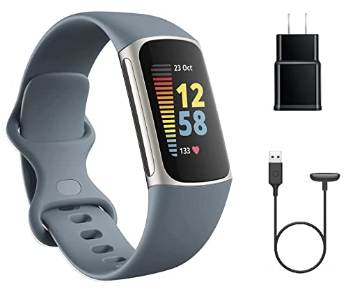 Fitbit Charge 5 Advanced Fitness Tracker with GPS, Heart Rate, Sleep & Health Tracker - Power Bundle with Adapter (Blue Stainless Steel) - image 6